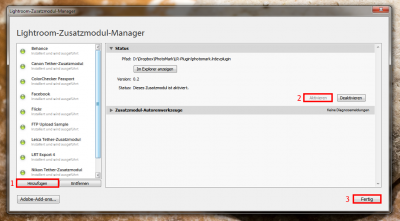 Plugininstallation im Zusatzmanager